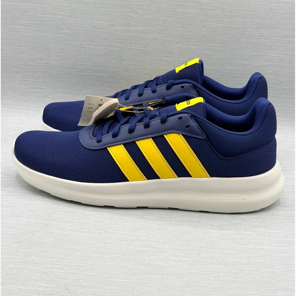 Adidas Men's 10.5 Sneakers Blue Yellow Retro Lite Racer 4 Cloudfoam JR8544